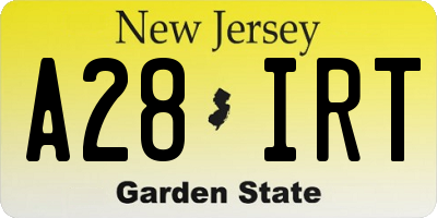 NJ license plate A28IRT