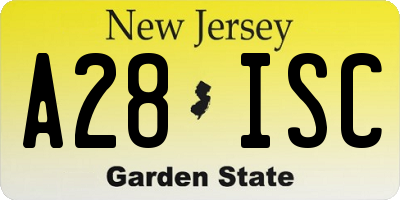 NJ license plate A28ISC