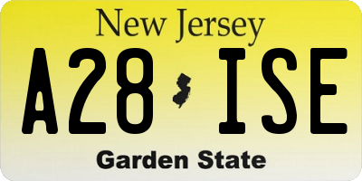 NJ license plate A28ISE