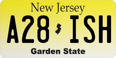 NJ license plate A28ISH