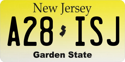 NJ license plate A28ISJ