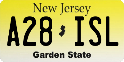 NJ license plate A28ISL