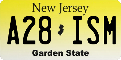 NJ license plate A28ISM