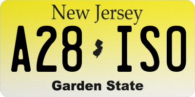 NJ license plate A28ISO