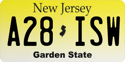 NJ license plate A28ISW