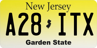 NJ license plate A28ITX