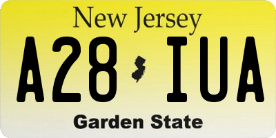 NJ license plate A28IUA