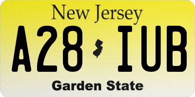 NJ license plate A28IUB