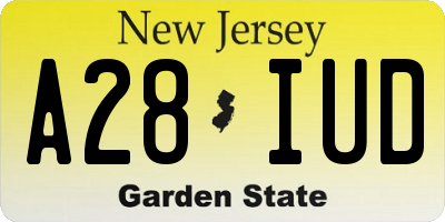 NJ license plate A28IUD