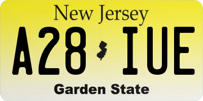 NJ license plate A28IUE