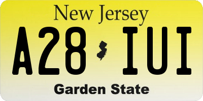 NJ license plate A28IUI