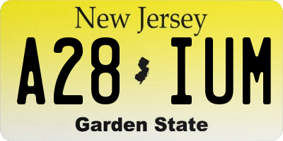 NJ license plate A28IUM