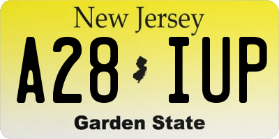 NJ license plate A28IUP