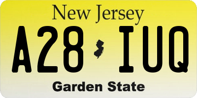 NJ license plate A28IUQ
