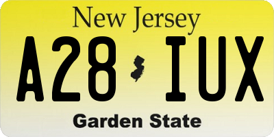 NJ license plate A28IUX