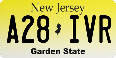 NJ license plate A28IVR