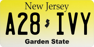 NJ license plate A28IVY