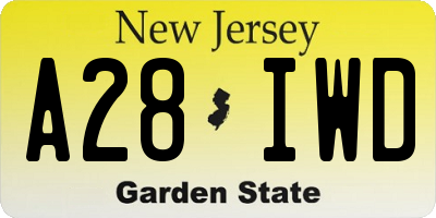 NJ license plate A28IWD
