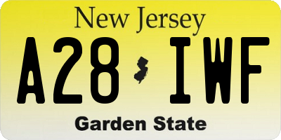 NJ license plate A28IWF