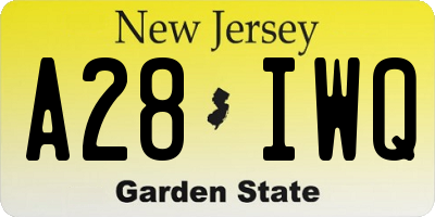 NJ license plate A28IWQ