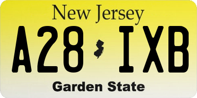 NJ license plate A28IXB