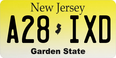NJ license plate A28IXD