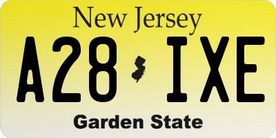 NJ license plate A28IXE