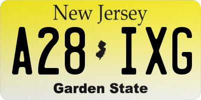 NJ license plate A28IXG