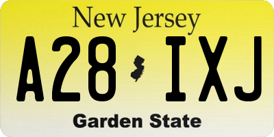 NJ license plate A28IXJ