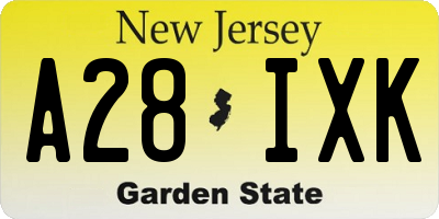 NJ license plate A28IXK