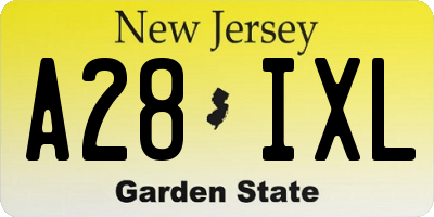 NJ license plate A28IXL