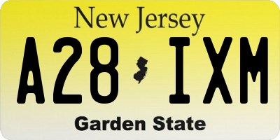 NJ license plate A28IXM