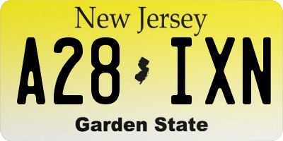 NJ license plate A28IXN
