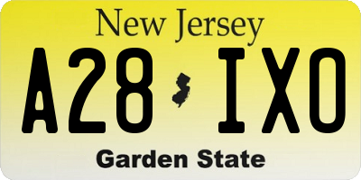 NJ license plate A28IXO