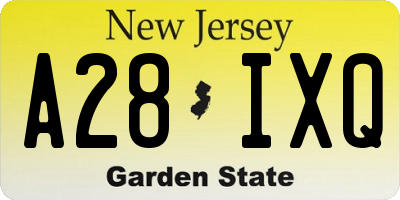 NJ license plate A28IXQ