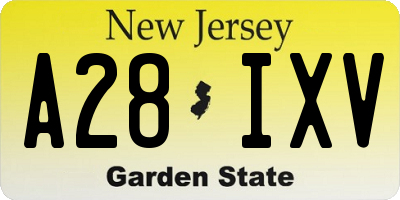 NJ license plate A28IXV