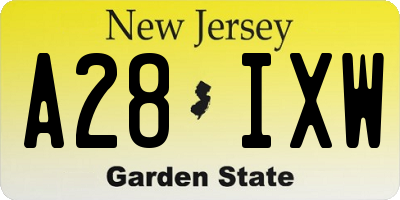 NJ license plate A28IXW