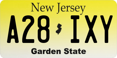 NJ license plate A28IXY