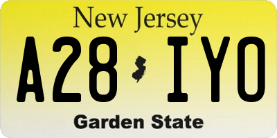NJ license plate A28IYO