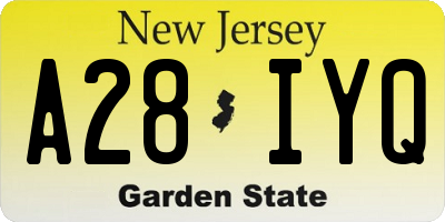 NJ license plate A28IYQ