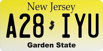 NJ license plate A28IYU