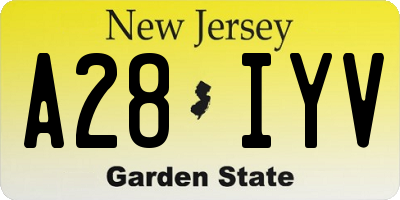 NJ license plate A28IYV