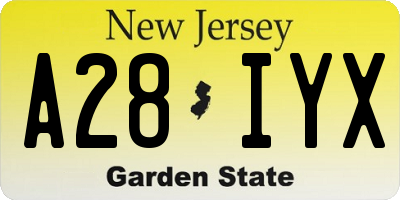 NJ license plate A28IYX