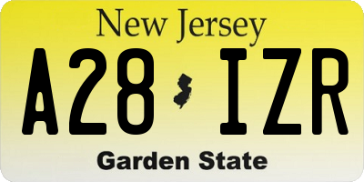 NJ license plate A28IZR
