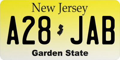 NJ license plate A28JAB