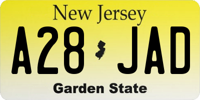 NJ license plate A28JAD