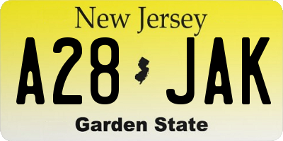 NJ license plate A28JAK