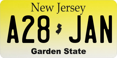 NJ license plate A28JAN