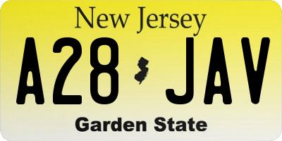 NJ license plate A28JAV