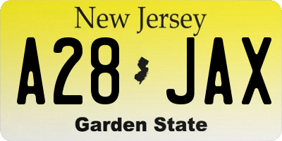 NJ license plate A28JAX